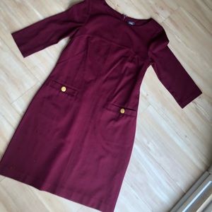 Maroon Vince Camuto Dress with Gold Buttons